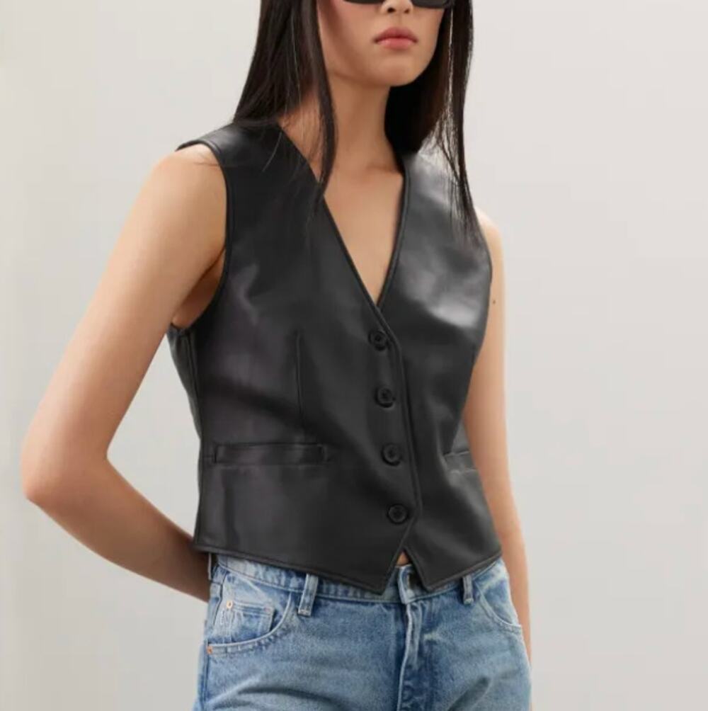 Pistola Black Faux Leather Vest Medium Menswear Dark Academia Whimsigoth $128